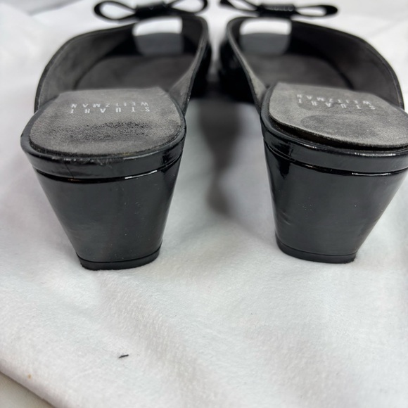 Stuart Weitzman Candy Black Patent Leather Wedge Heel Mule Size 6.5 - Picture 12 of 16